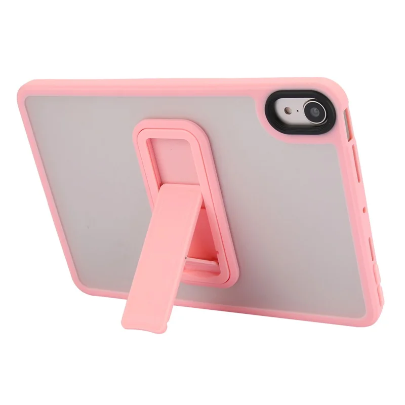 For iPad mini (2024) / (2021) Case with Kickstand TPU + PC Skin-Touch Tablet Cover - Pink
