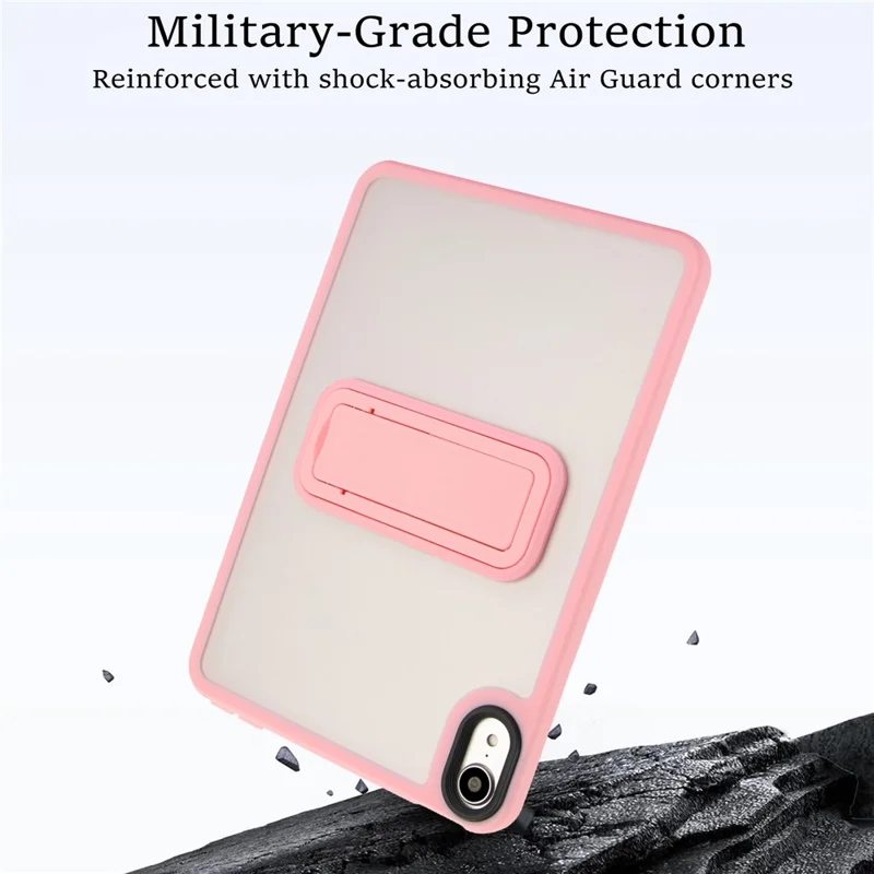 For iPad mini (2024) / (2021) Case with Kickstand TPU + PC Skin-Touch Tablet Cover - Pink