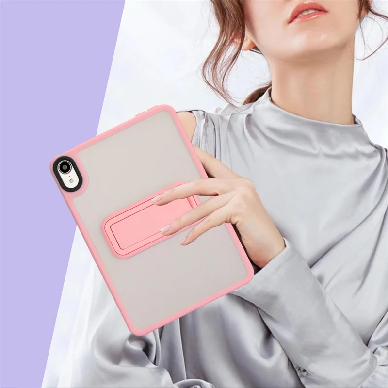 For iPad mini (2024) / (2021) Case with Kickstand TPU + PC Skin-Touch Tablet Cover - Pink