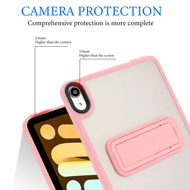 For iPad mini (2024) / (2021) Case with Kickstand TPU + PC Skin-Touch Tablet Cover - Pink
