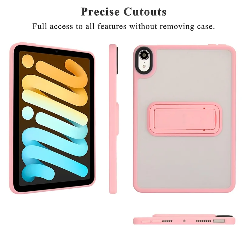 For iPad mini (2024) / (2021) Case with Kickstand TPU + PC Skin-Touch Tablet Cover - Pink