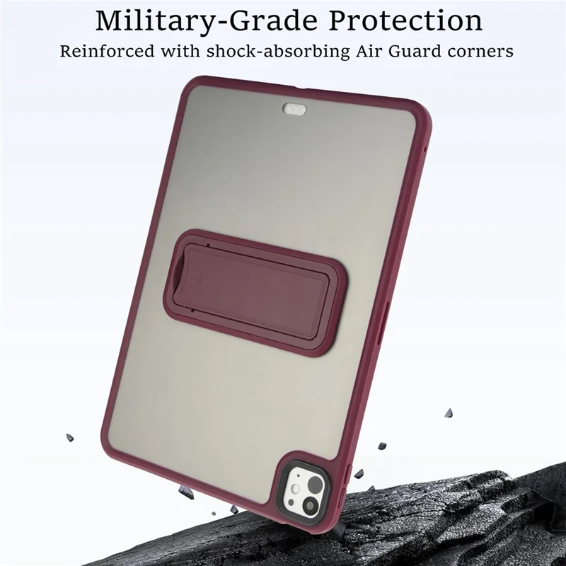 Custodia per tablet iPad Pro 11 (2024) con supporto, cover in TPU + PC - Rosso vino
