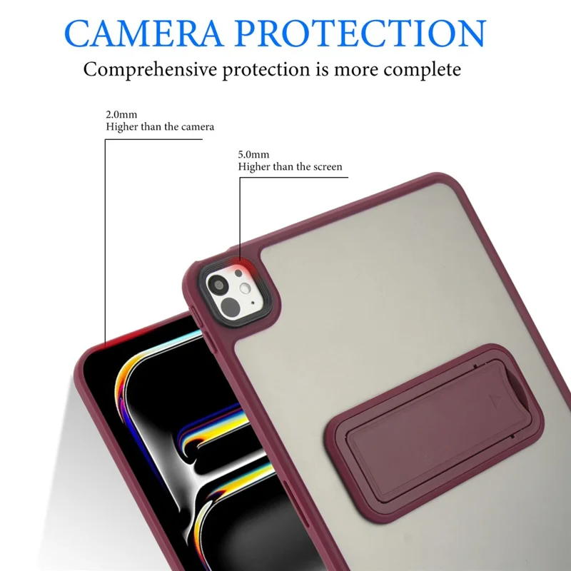 Custodia per tablet iPad Pro 11 (2024) con supporto, cover in TPU + PC - Rosso vino