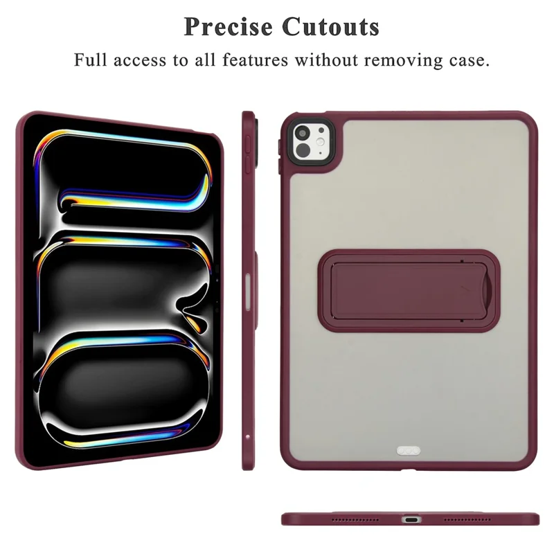Custodia per tablet iPad Pro 11 (2024) con supporto, cover in TPU + PC - Rosso vino