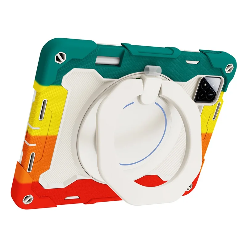 For Xiaomi Pad 7 / Pad 7 Pro Case Hand Grip Kickstand PC + Silicone Tablet Cover with Pencil Holder - Colorful Red