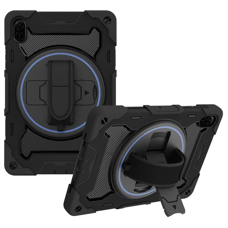 For Honor Pad X9  /  X8a Case Kickstand Hand Strap PC + Silicone Tablet Cover - Black