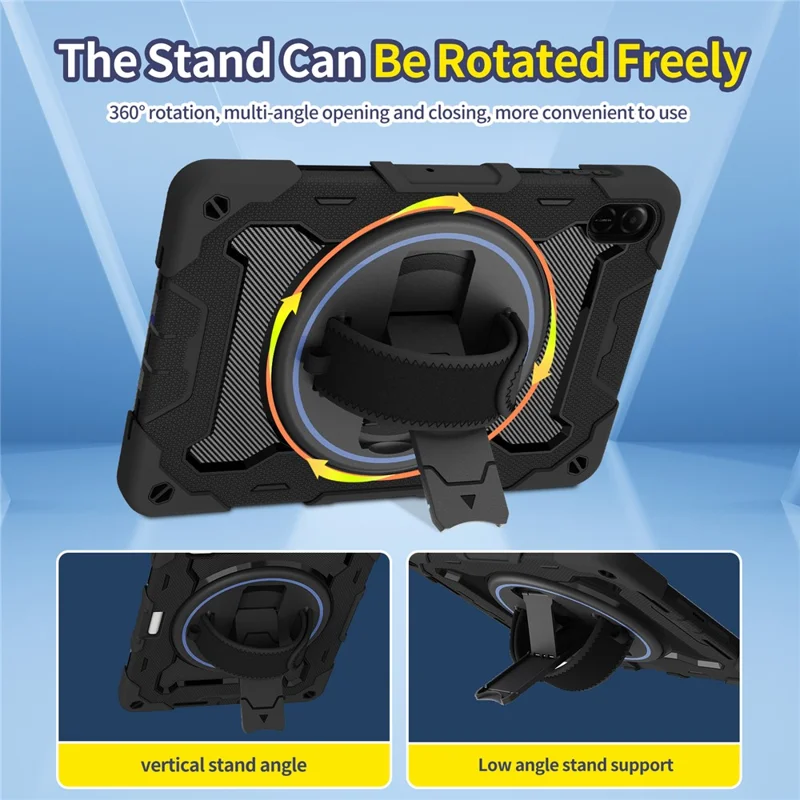 For Honor Pad X9  /  X8a Case Kickstand Hand Strap PC + Silicone Tablet Cover - Black