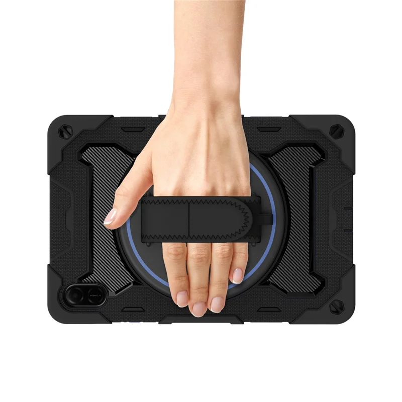 For Honor Pad X9  /  X8a Case Kickstand Hand Strap PC + Silicone Tablet Cover - Black