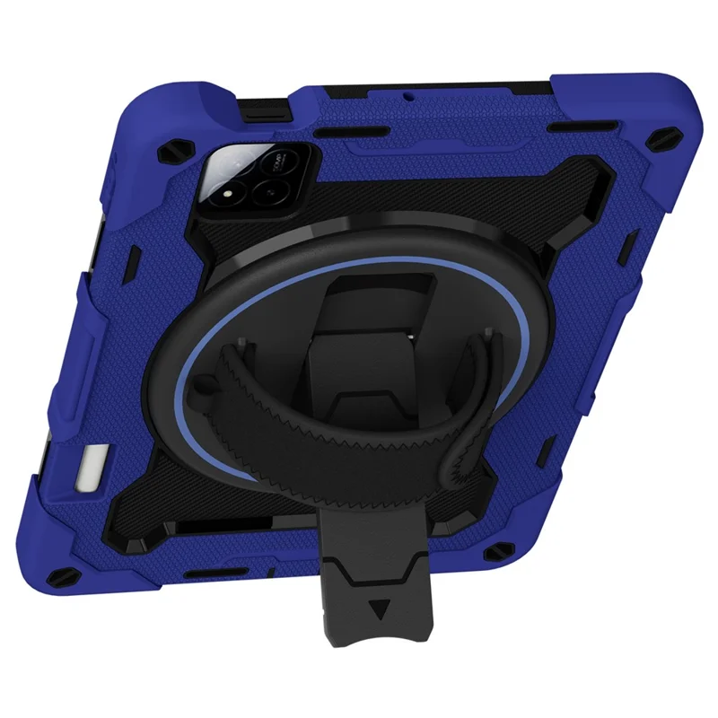 For Xiaomi Pad 7 / Pad 7 Pro Kickstand Case Hand Strap PC + Silicone Tablet Cover with Pencil Holder - Navy Blue