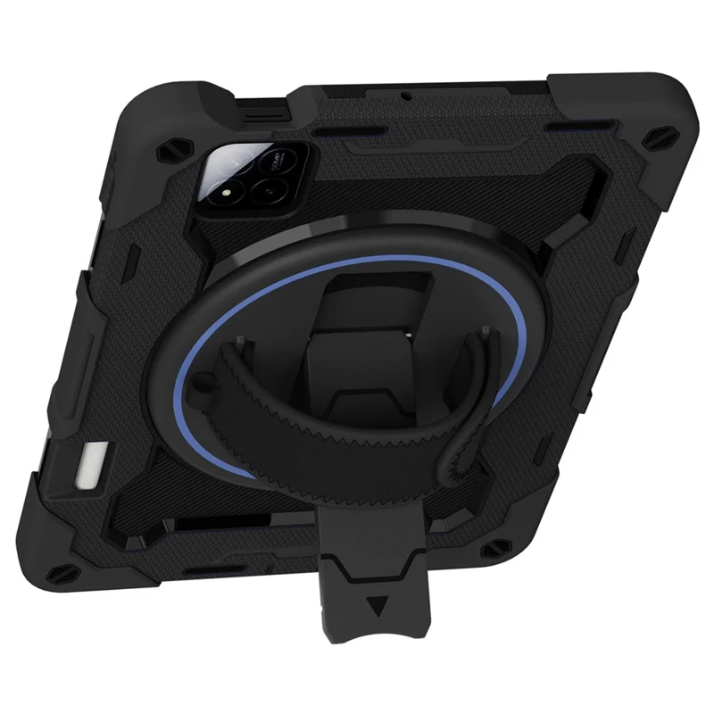 For Xiaomi Pad 7 / Pad 7 Pro Kickstand Case Hand Strap PC + Silicone Tablet Cover with Pencil Holder - Black