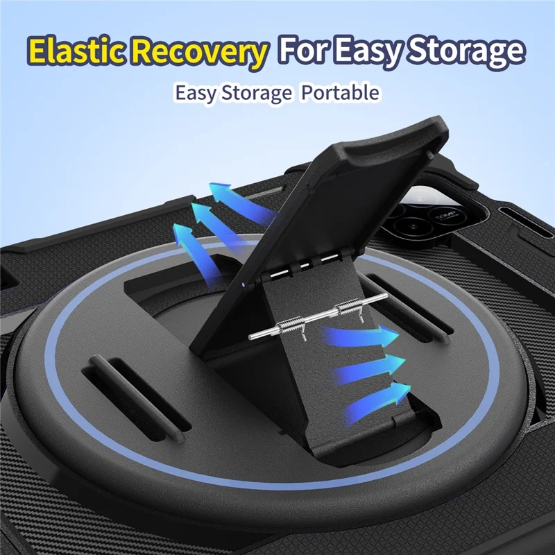 For Xiaomi Pad 7 / Pad 7 Pro Kickstand Case Hand Strap PC + Silicone Tablet Cover with Pencil Holder - Black