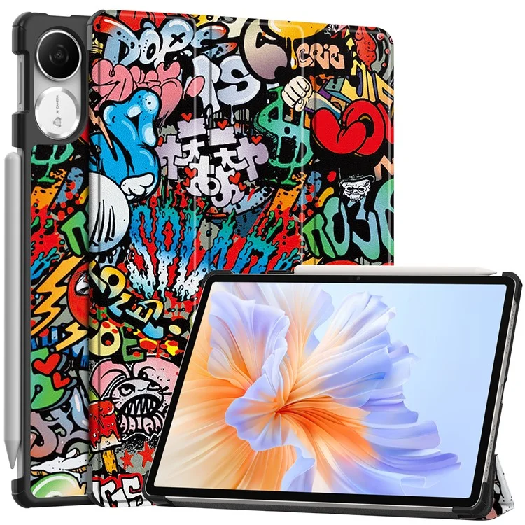 For Honor Pad V9 Case Pattern Print Leather Stand Tablet Cover - Graffiti