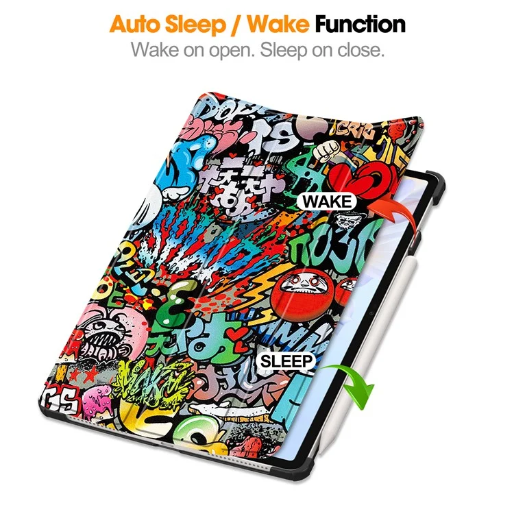 For Honor Pad V9 Case Pattern Print Leather Stand Tablet Cover - Graffiti