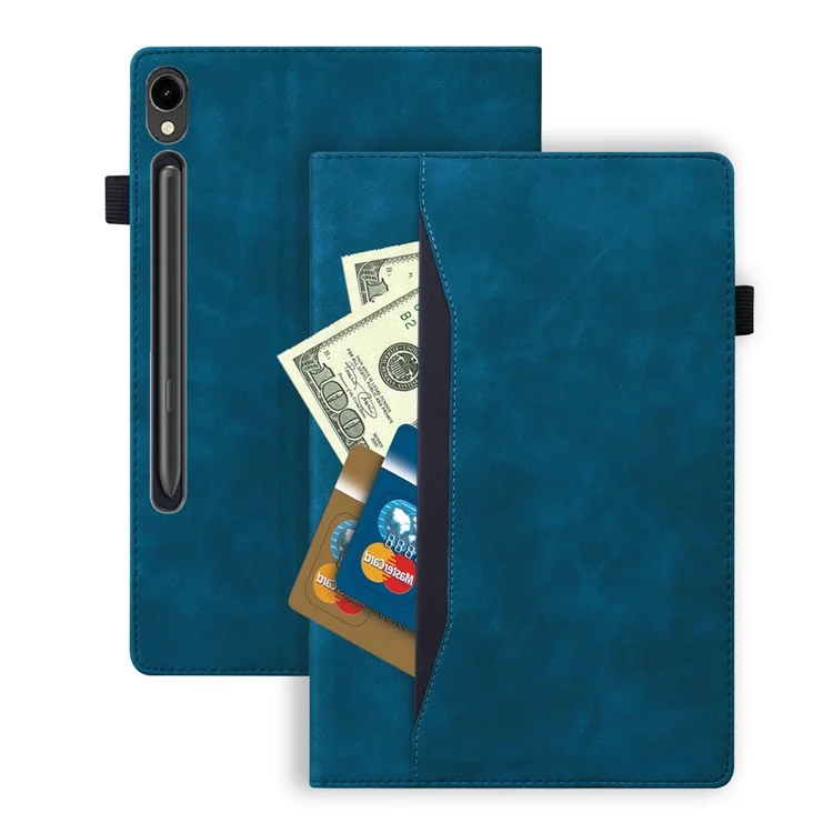 Étui de protection en cuir PU pour Samsung Galaxy Tab S10 FE+ avec porte-cartes - Bleu