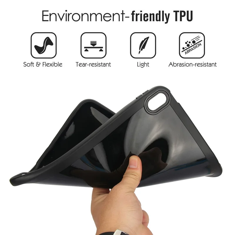 For iPad (2025) / 10.9 (2022) Case Solid Color Soft TPU Tablet Protective Cover - Black