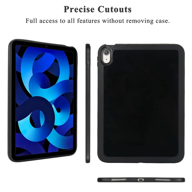 For iPad (2025) / 10.9 (2022) Case Solid Color Soft TPU Tablet Protective Cover - Black