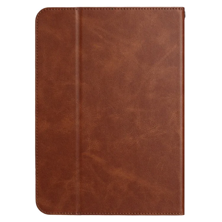 For 7-8 inch Universal Tablet Case Retro Cowhide Texture Leather Cover with Card Holder - Coffee