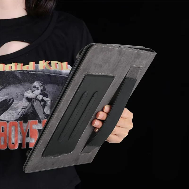 For 7-8 inch Universal Tablet Case Retro Cowhide Texture Leather Cover with Card Holder - Black