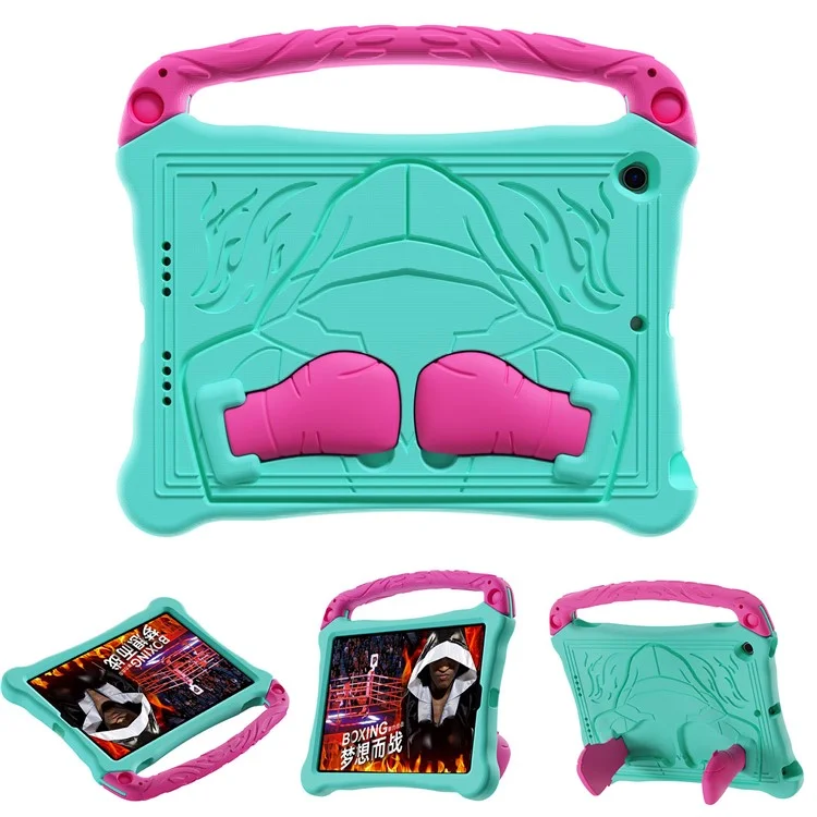 Étui EVA pour iPad 10,2 (2021) / (2020) / (2019) / Air 10,5 pouces (2019) Couvercle de tablette style boxe avec poignée et support - Vert menthe / Rose
