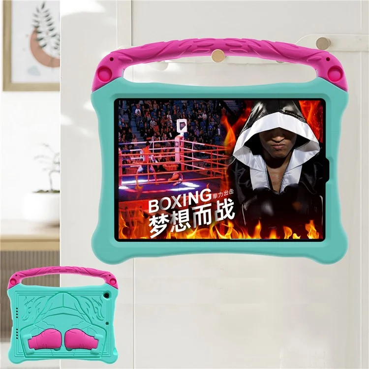 Étui EVA pour iPad 10,2 (2021) / (2020) / (2019) / Air 10,5 pouces (2019) Couvercle de tablette style boxe avec poignée et support - Vert menthe / Rose