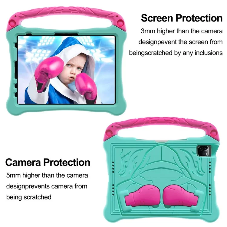 EVA Case For iPad Air 11 (2025) / (2024) / iPad (2025) / 10.9 (2022) Boxing Style Tablet Cover with Handle Kickstand - Mint Green / Rose