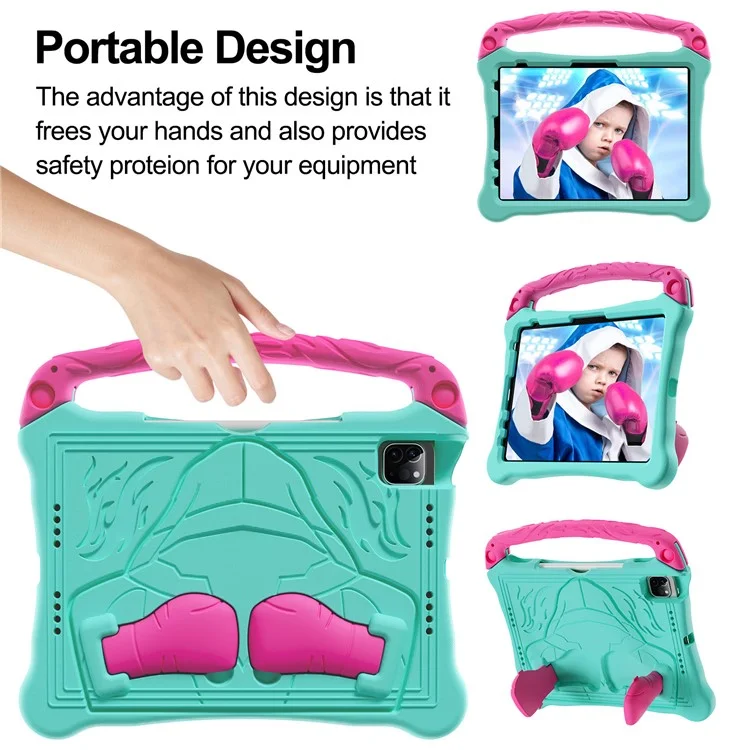 EVA Case For iPad Air 11 (2025) / (2024) / iPad (2025) / 10.9 (2022) Boxing Style Tablet Cover with Handle Kickstand - Mint Green / Rose