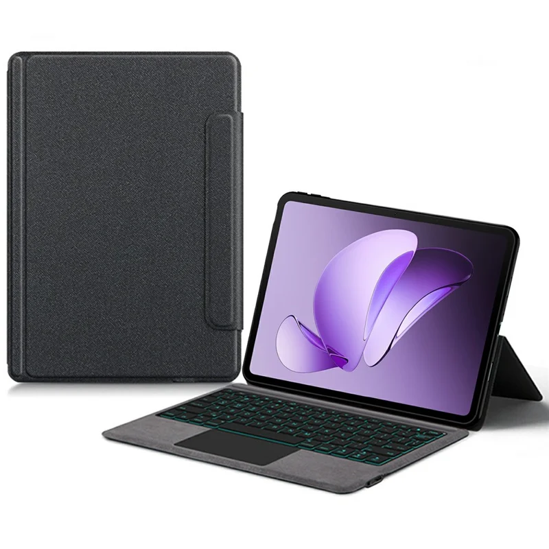 For Oppo Pad 3 Leather Case + Touchpad Bluetooth-compatible Keyboard with Backlit