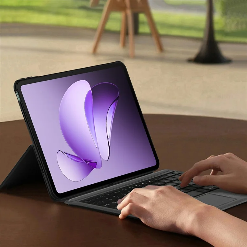 For Oppo Pad 3 Leather Case + Touchpad Bluetooth-compatible Keyboard with Backlit