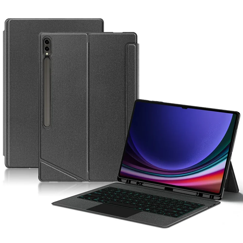 For Samsung Galaxy Tab S8 Ultra Leather Case + Bluetooth-Compatible Keyboard with Backlight Trackpad