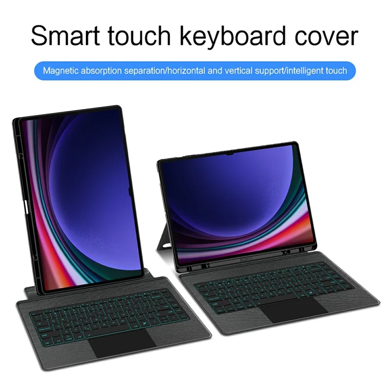 For Samsung Galaxy Tab S8 Ultra Leather Case + Bluetooth-Compatible Keyboard with Backlight Trackpad