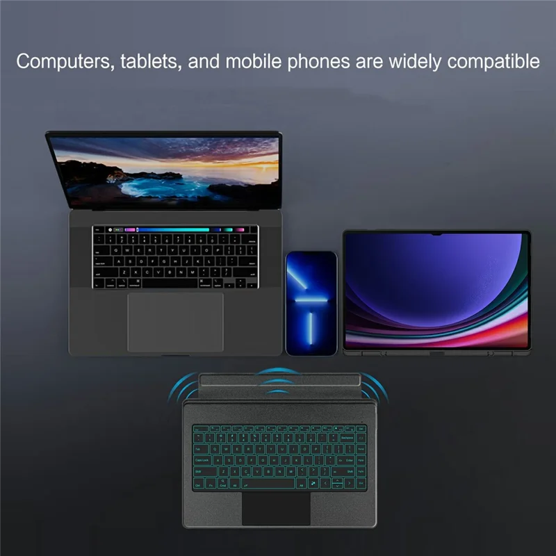 For Samsung Galaxy Tab S8 Ultra Leather Case + Bluetooth-Compatible Keyboard with Backlight Trackpad