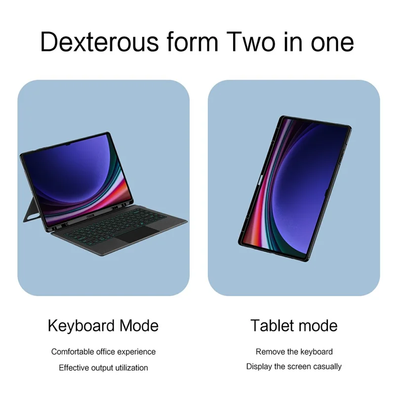 For Samsung Galaxy Tab S8 Ultra Leather Case + Bluetooth-Compatible Keyboard with Backlight Trackpad