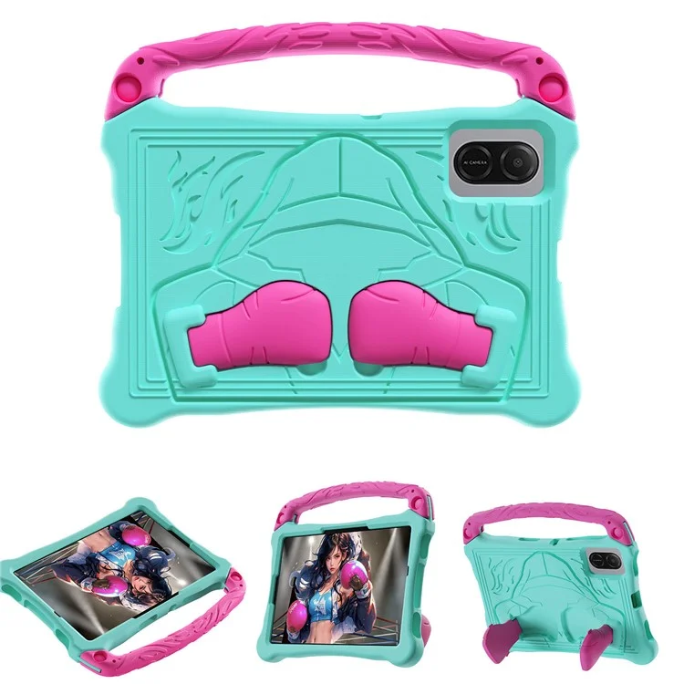For Honor Pad X8a Case Boxing Style EVA Tablet Cover with Handle Kickstand - Mint Green  /  Rose