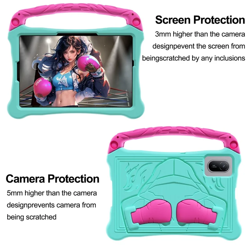 For Huawei MatePad SE 11 Case Boxing Style EVA Tablet Cover with Handle Kickstand - Mint Green  /  Rose