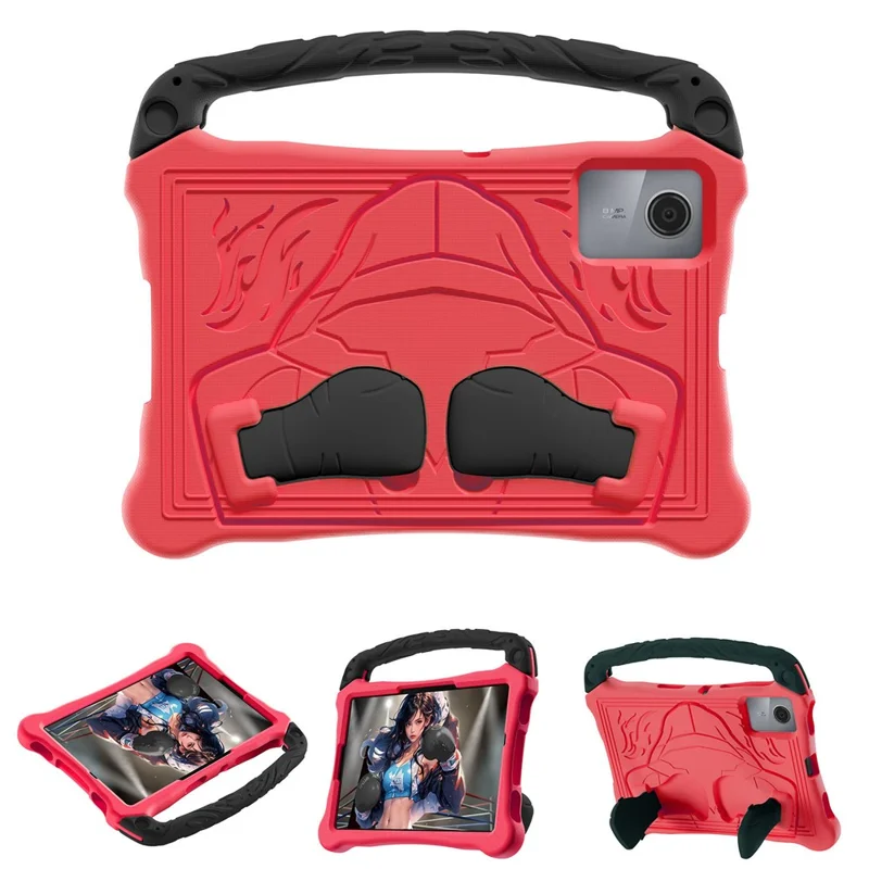For Lenovo Tab M11  /  Xiaoxin Pad 11 2024 Case Boxing Style EVA Tablet Cover with Handle Kickstand - Red  /  Black