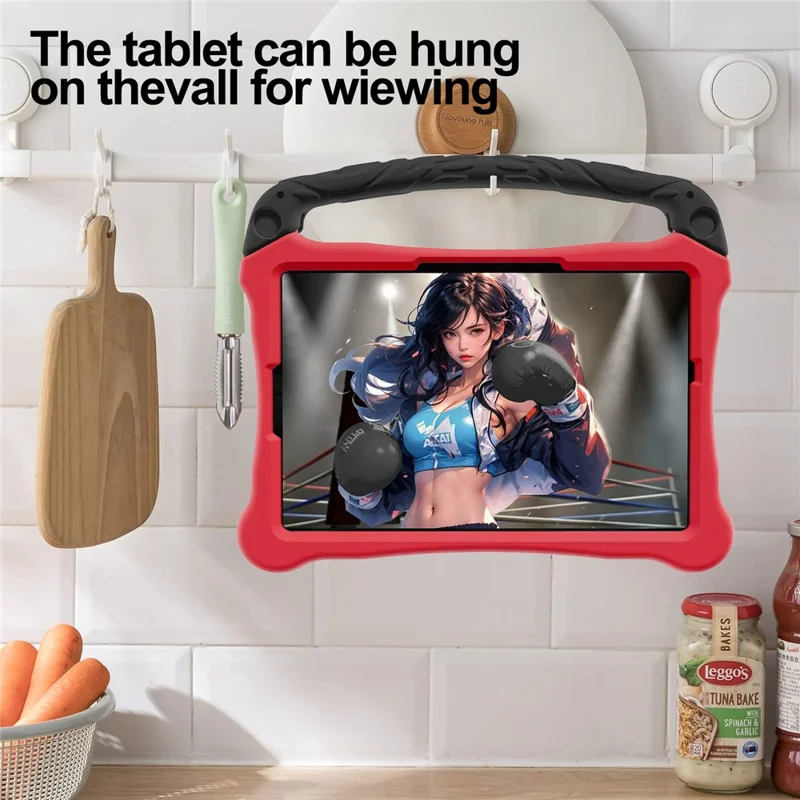 For Lenovo Tab M11  /  Xiaoxin Pad 11 2024 Case Boxing Style EVA Tablet Cover with Handle Kickstand - Red  /  Black