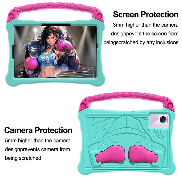 Funda EVA para Xiaomi Redmi Pad SE / Pad 6 Pro / Pad 6 / Pad 5 Pro / Pad 5 Estilo boxeo Cubierta de tableta con asa y soporte - Verde menta / Rosa