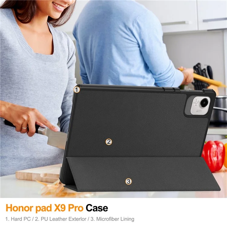 Étui pour For Honor Pad X9 Pro Antichoc en Cuir avec Support de Tablette - Noir