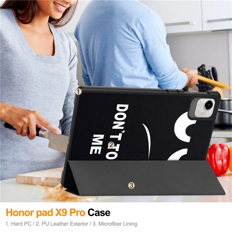 Étui pour tablette For Honor Pad X9 Pro avec motif imprimé, support en cuir - Ne me touche pas