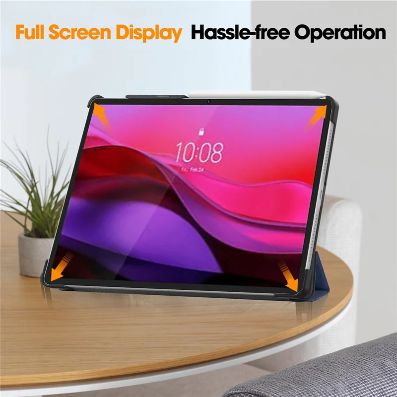 Fodral till Lenovo Yoga Tab Plus, läder, ställfodral, skydd mot fall - mörkblått