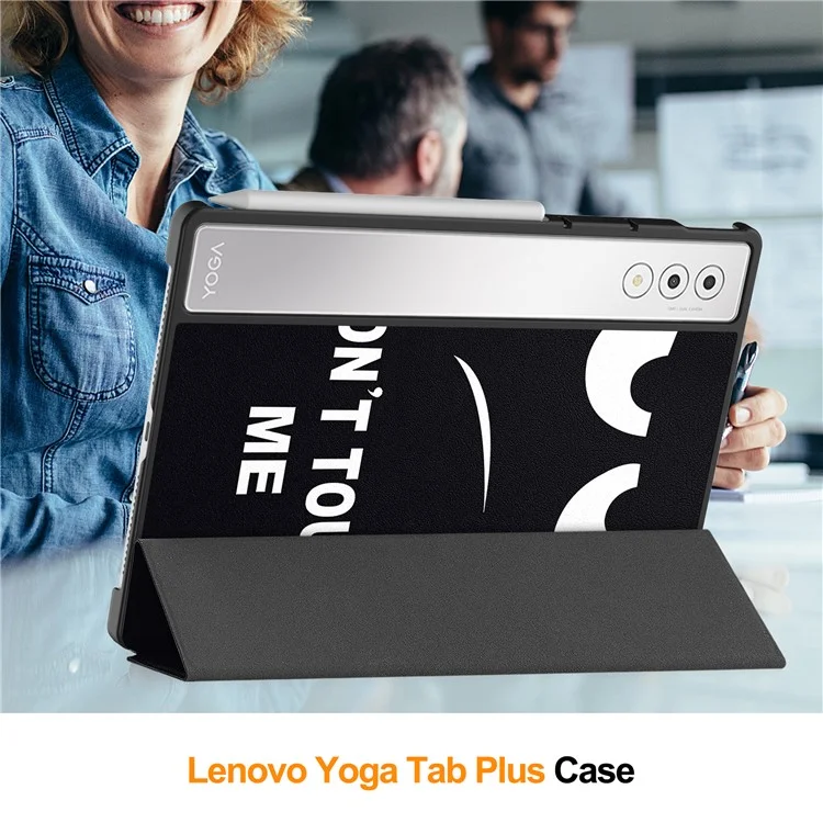 Pour Lenovo Yoga Tab Plus Étui Motif Imprimé en Cuir Support Protection Tablette - Ne me touche pas
