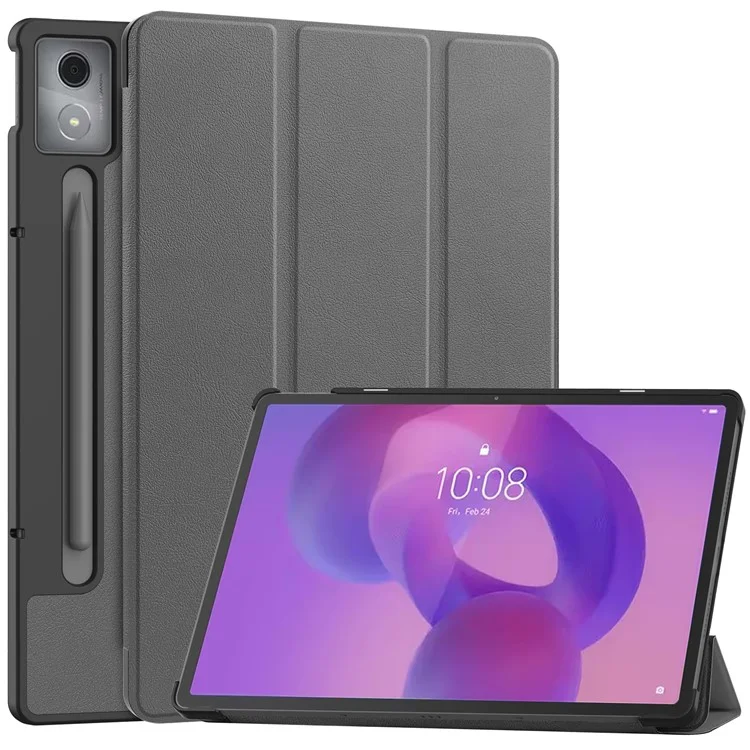 Cover in pelle per Lenovo Idea Tab Pro, Custodia Antiurto con Supporto - Grigio