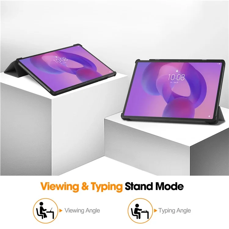 Cover in pelle per Lenovo Idea Tab Pro, Custodia Antiurto con Supporto - Grigio