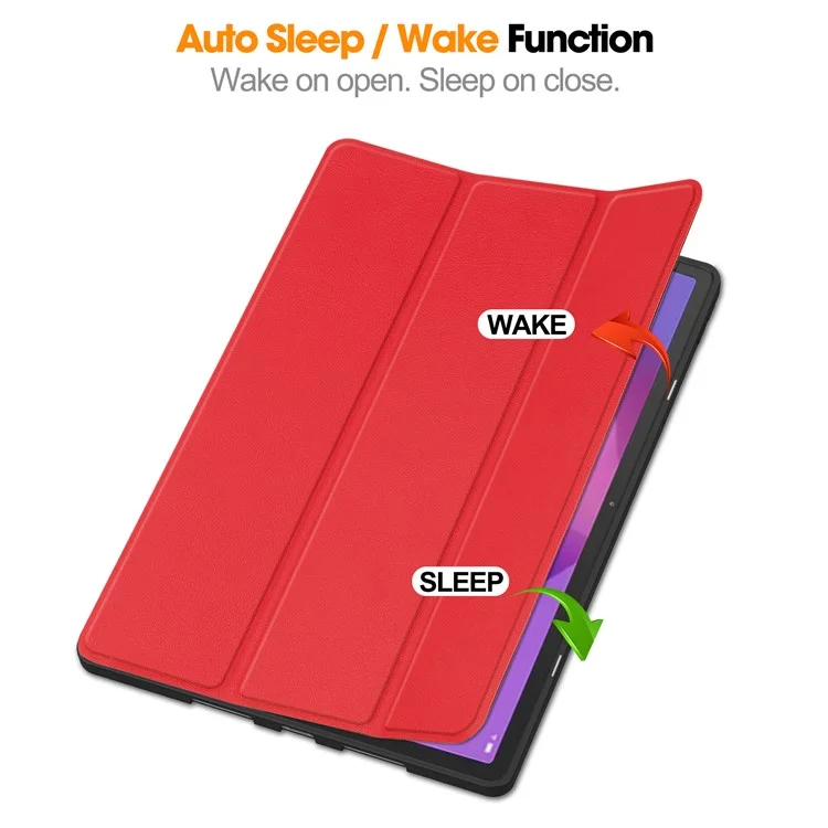 For Lenovo Idea Tab Pro Case Tri-Fold Stand Leather + PC Tablet Cover with Pen Holder - Red