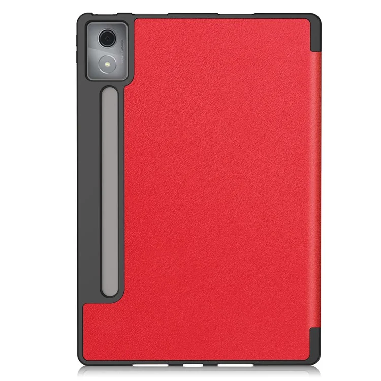 For Lenovo Idea Tab Pro Case Tri-Fold Stand Leather + PC Tablet Cover with Pen Holder - Red