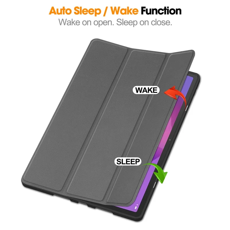 For Lenovo Idea Tab Pro Case Tri-Fold Stand Leather + PC Tablet Cover with Pen Holder - Grey