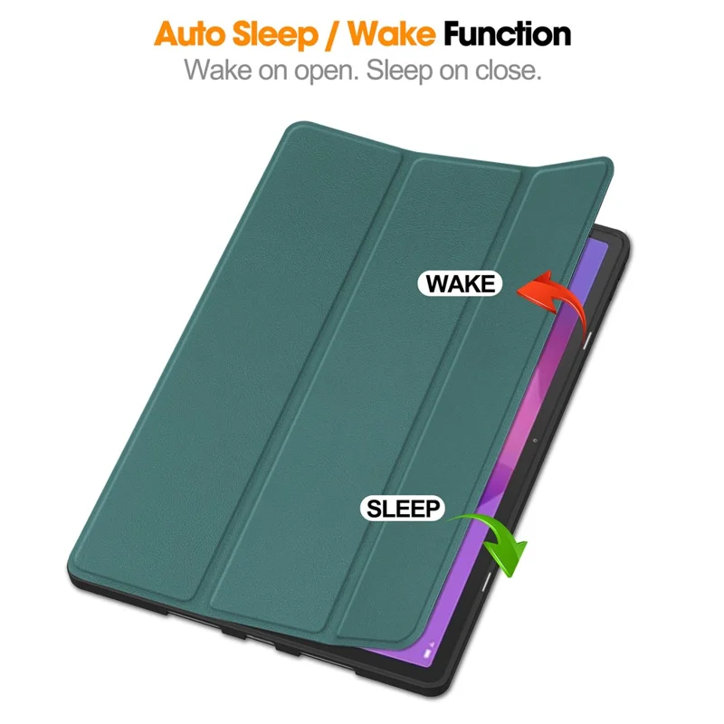 For Lenovo Idea Tab Pro Case Tri-Fold Stand Leather + PC Tablet Cover with Pen Holder - Blackish Green
