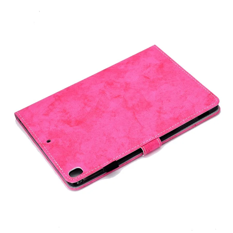 For iPad 10.2 (2019) (2020)  /  iPad Air 10.5 inch (2019) Cloth Texture PU Leather Tablet Cover Card Slots Folio Stand Protection Case with Pen Storage Loop - Rose