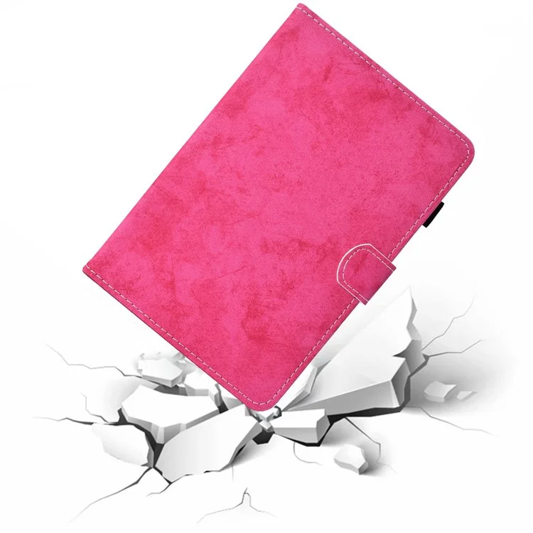 For iPad 10.2 (2019) (2020)  /  iPad Air 10.5 inch (2019) Cloth Texture PU Leather Tablet Cover Card Slots Folio Stand Protection Case with Pen Storage Loop - Rose