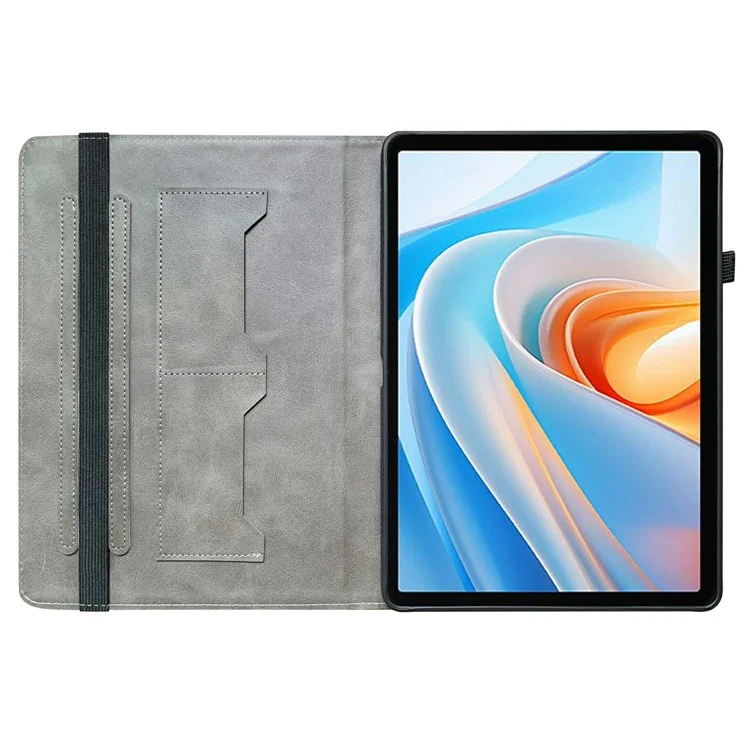 For itel VistaTab 30 Leather Case Pattern Printed Stand Tablet Cover with Card Slots - Black Rose